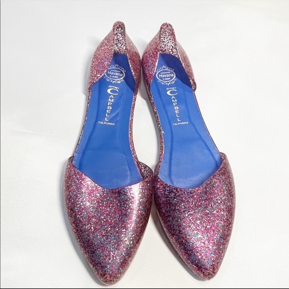 Jeffrey Campbell Havana D’orsay Pink Glitter Jelly flats size 7 - Picture 2 of 9